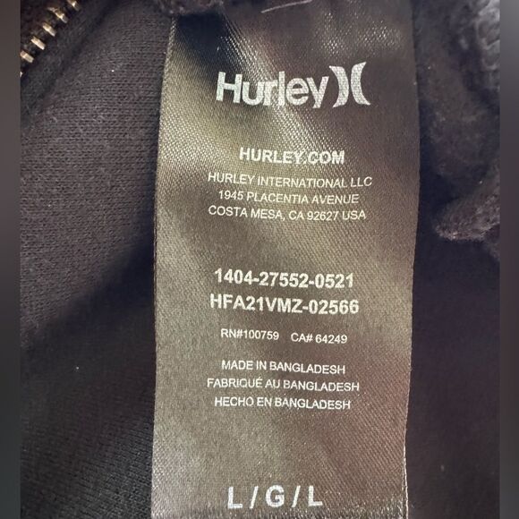 Hurley University Men’s Zip Up - SIZE L - Picture 3 of 4
